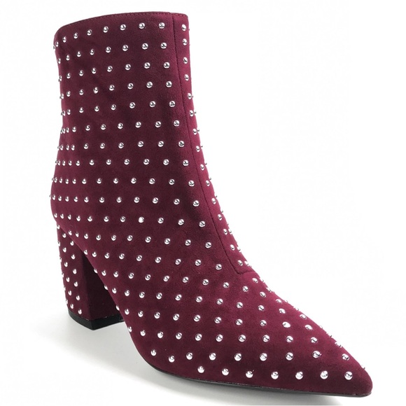 Qupid Studded Faux Suede Ankle Booties - Picture 2 of 9